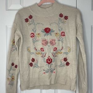 Floral Fox Knit Sweater